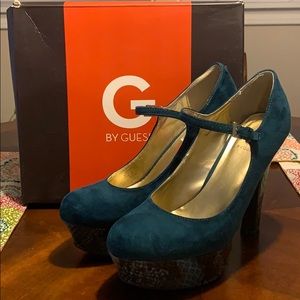 G by Guess Varika 2 Teal Green Platform Heels